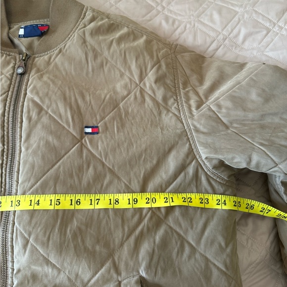 Tommy Hilfiger L Men’s Quilted Brown Camel Bomber Full Zip Jacket - Picture 13 of 15
